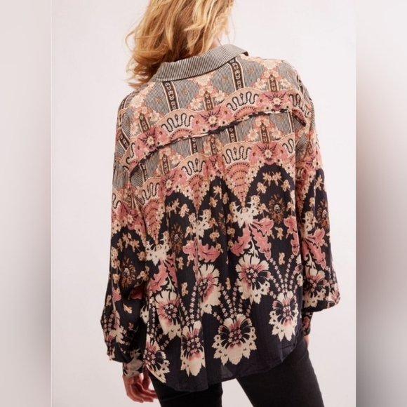Free People Virgo Baby Buttondown/Black Combo Sz XS - Picture 4 of 7